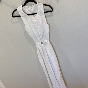 The Drop White Sleeveless Maxi Dress with Ring Waist